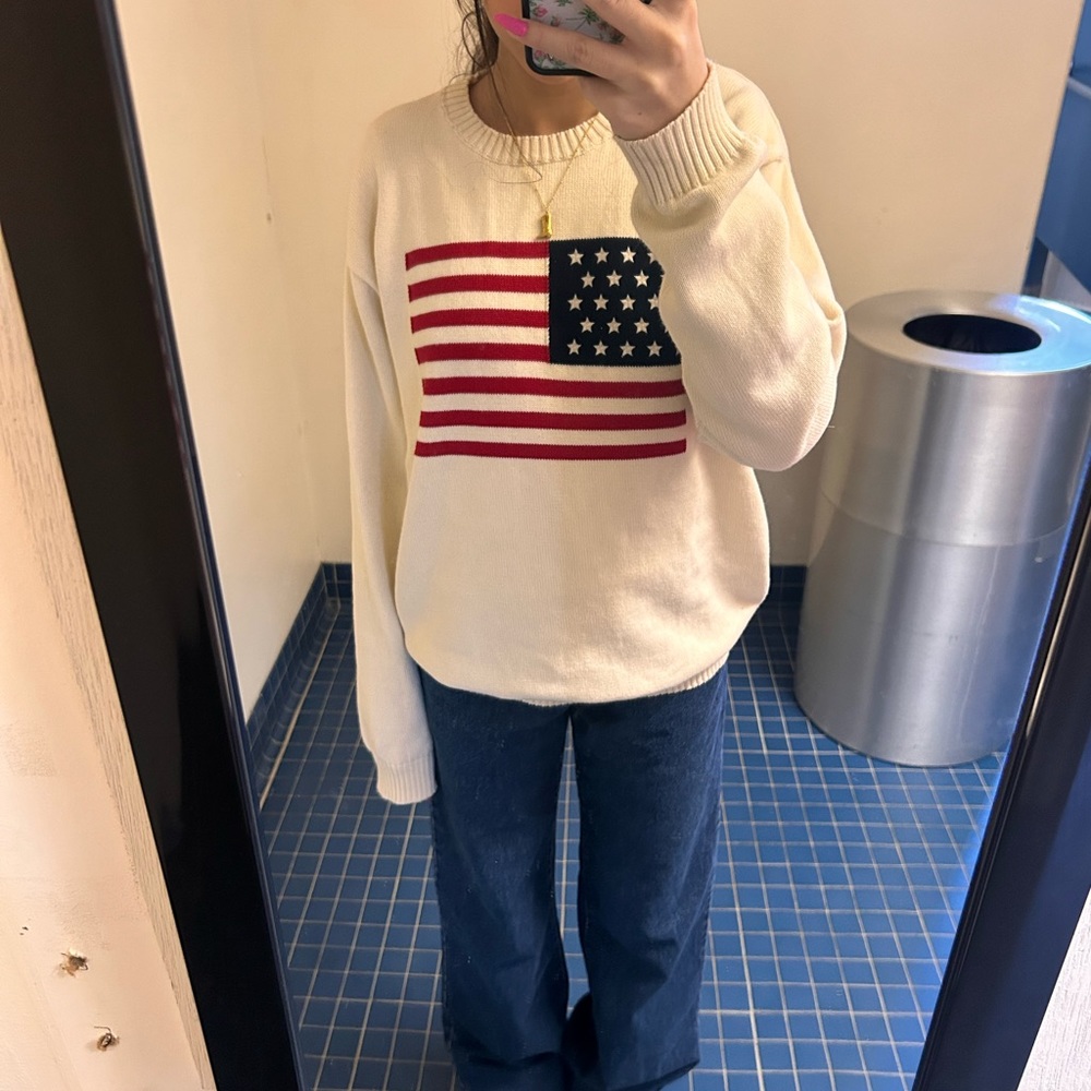 Brandy Melville American flag sweater cream